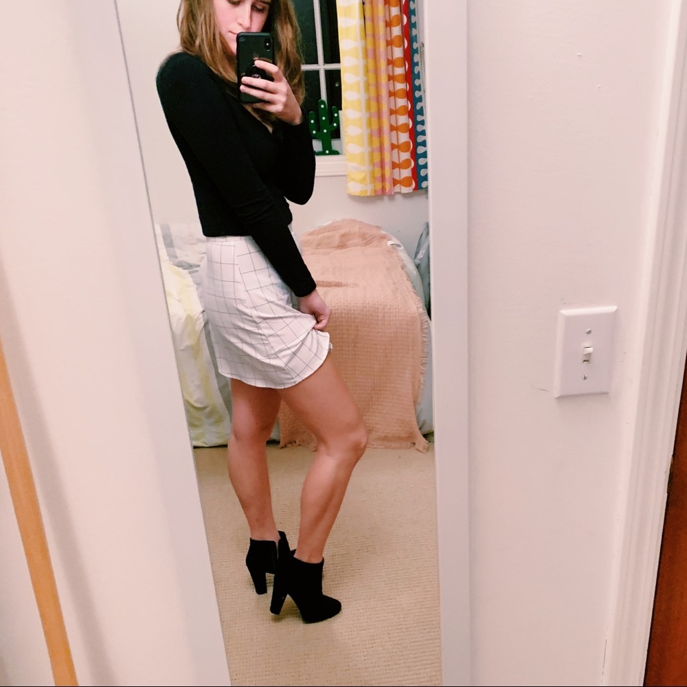 American Apparel White Grid Mini Skirt